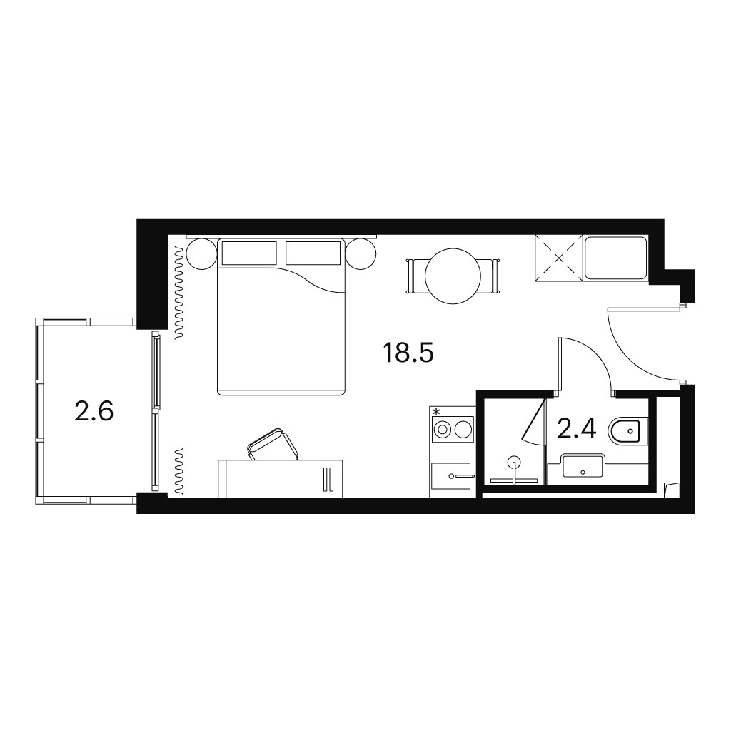 Планировка 23.5 м²