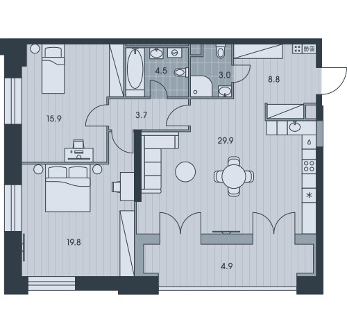 Планировка 90.7 м²