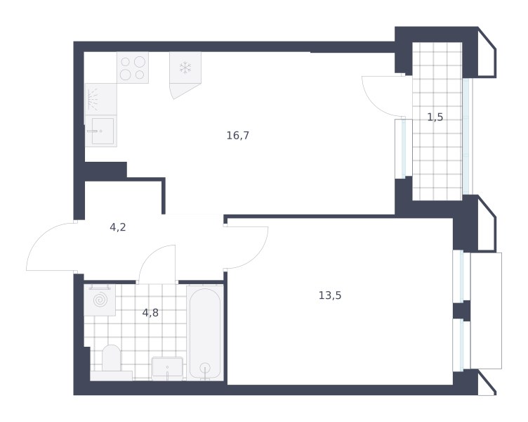Планировка 40.7 м²