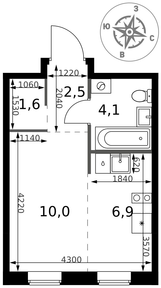Планировка 25.1 м²