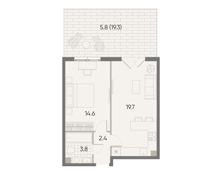 Планировка 46.0 м²