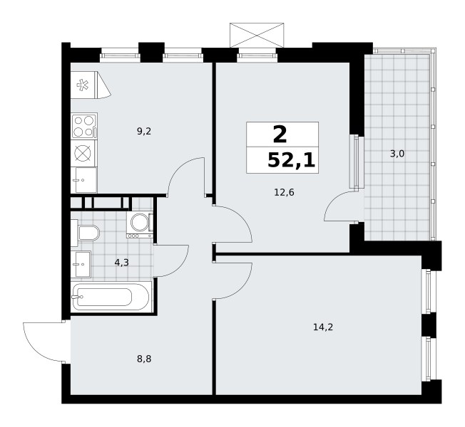 Планировка 52.1 м²