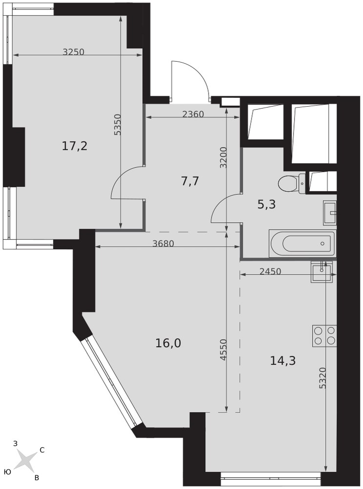 Планировка 60.5 м²
