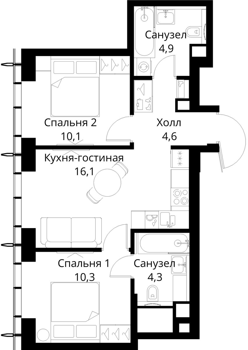 Планировка 50.3 м²
