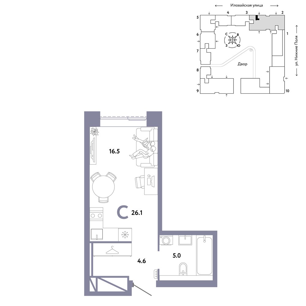 Планировка 26.1 м²