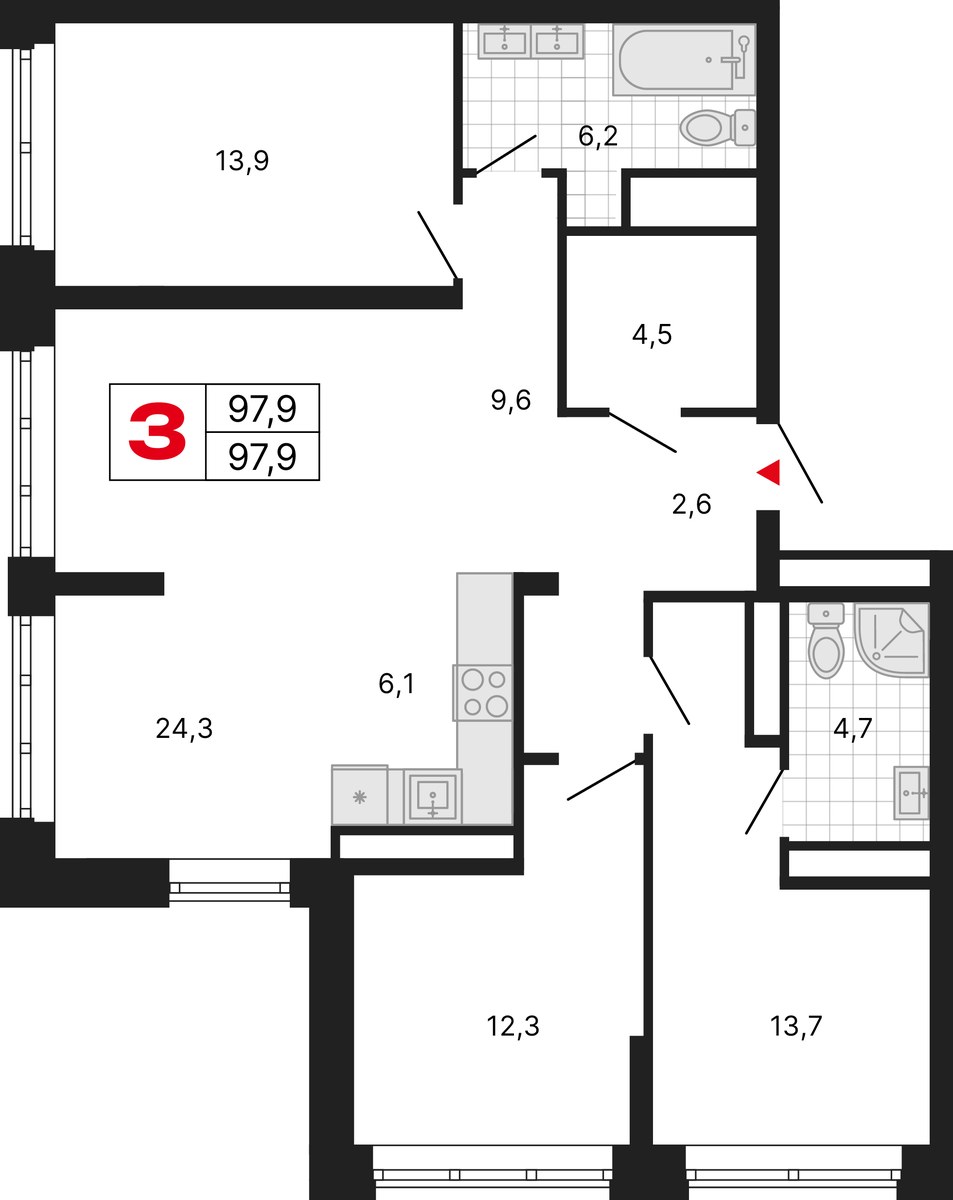Планировка 97.9 м²