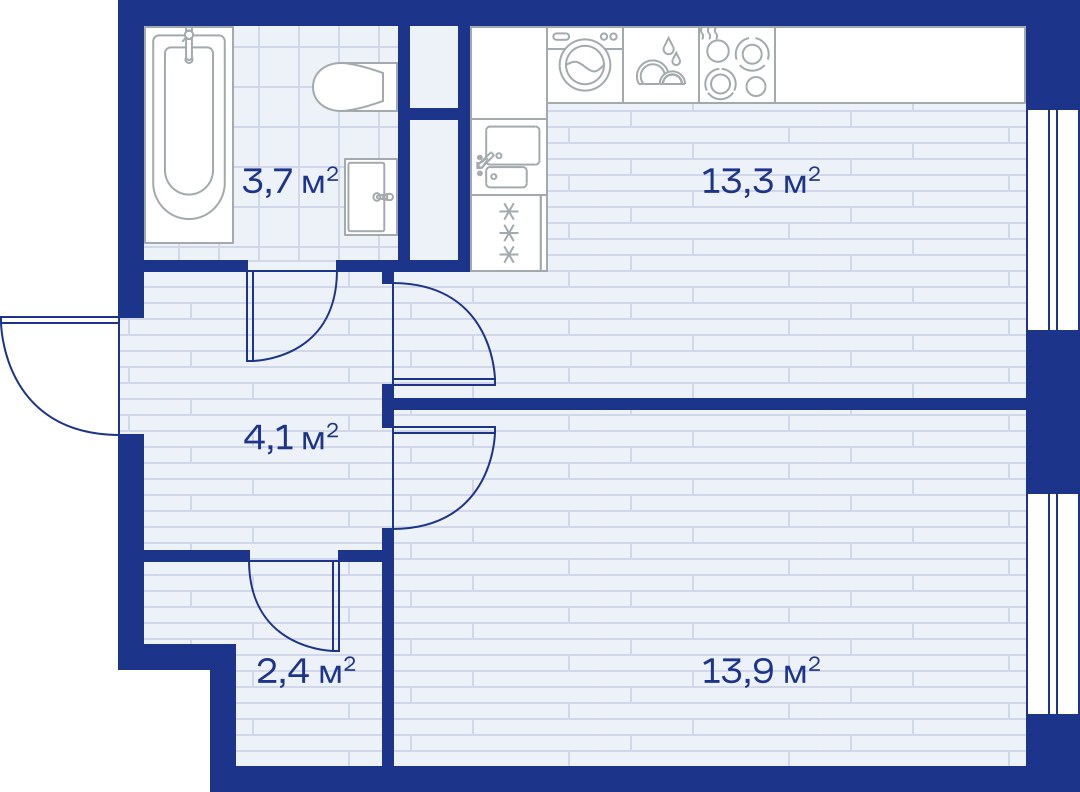 Планировка: 1-комнатная, 37.0 м²