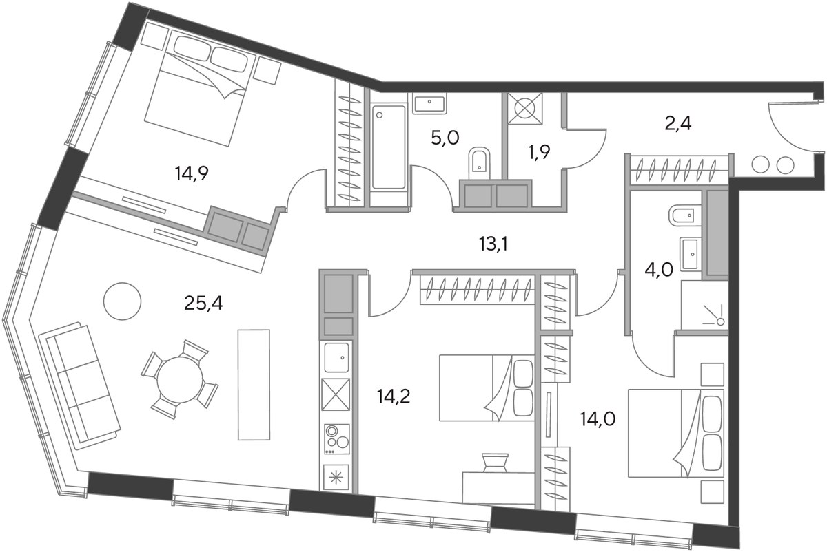 Планировка 94.4 м²