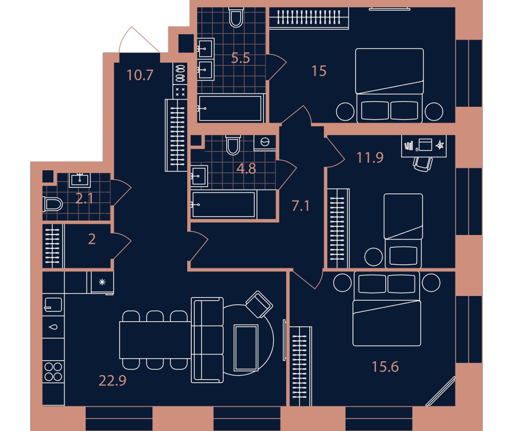 Планировка 97.6 м²