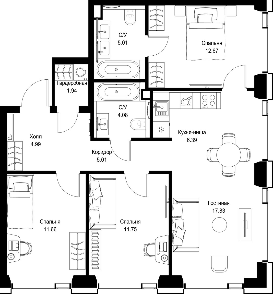 Планировка 82.33 м²