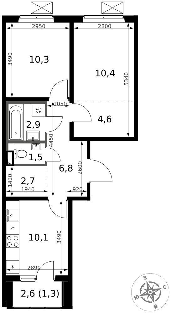 Планировка 50.6 м²