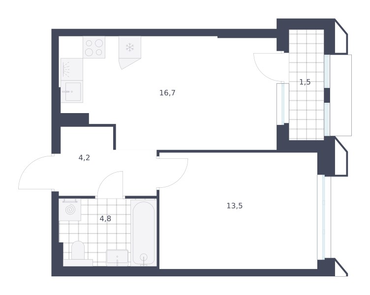 Планировка 40.7 м²