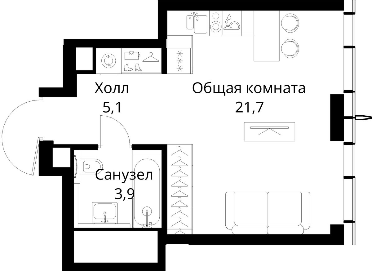 Планировка 30.7 м²