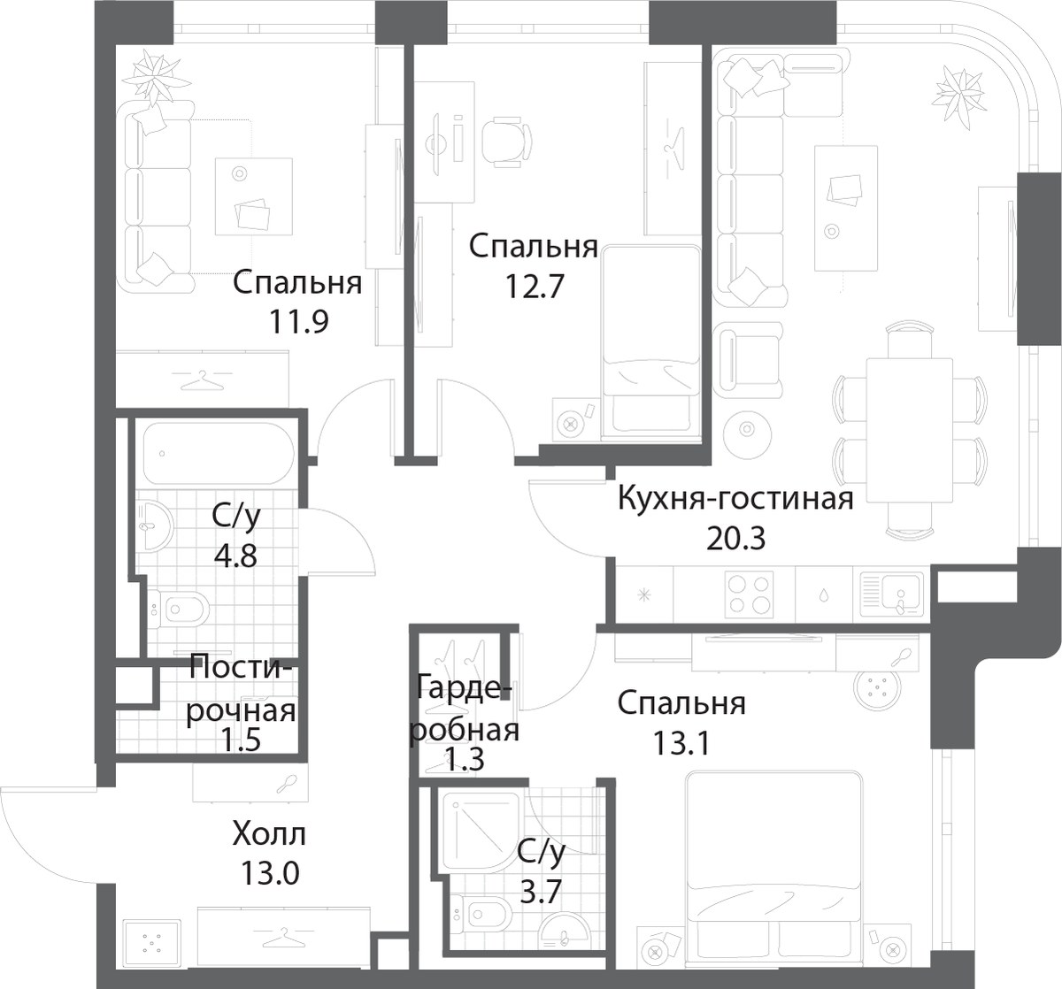 Планировка 81.9 м²
