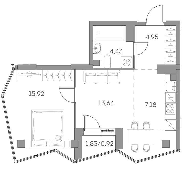 Планировка 47.04 м²
