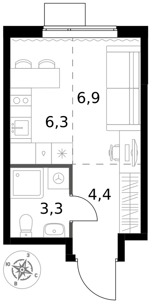 Планировка 20.9 м²