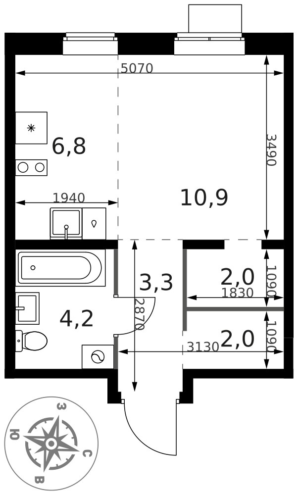 Планировка 29.2 м²