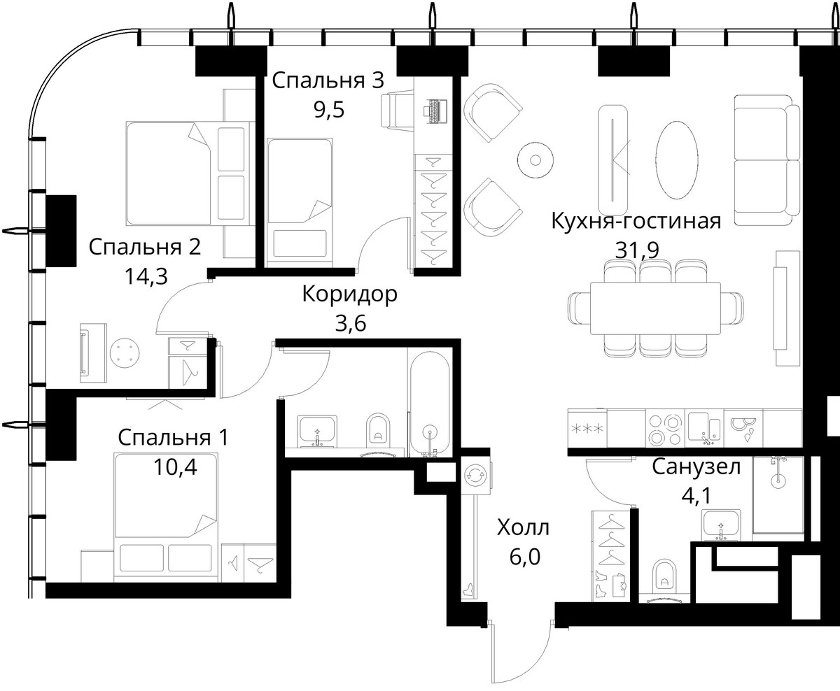 Планировка 84.2 м²