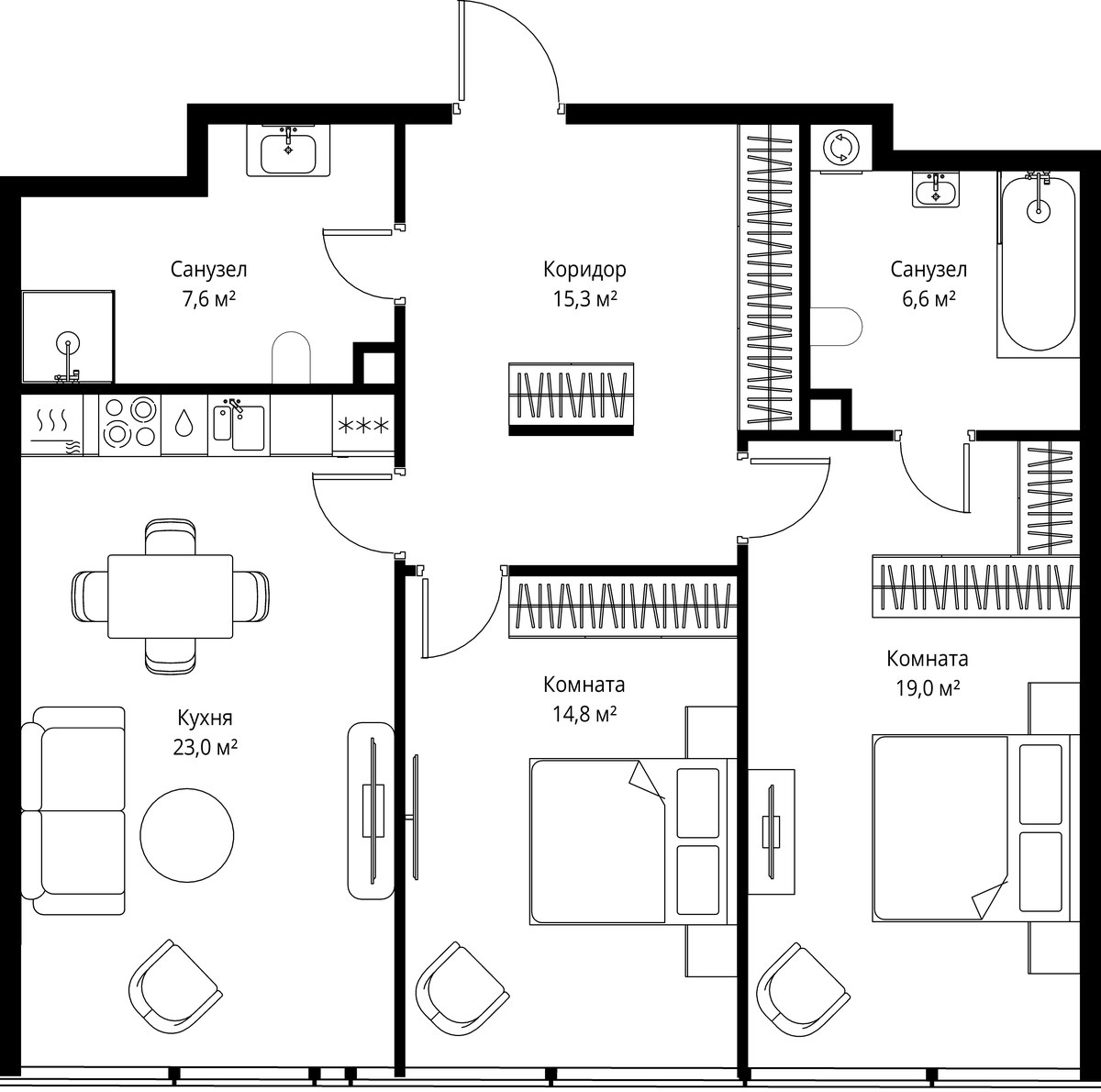 Планировка 86.3 м²