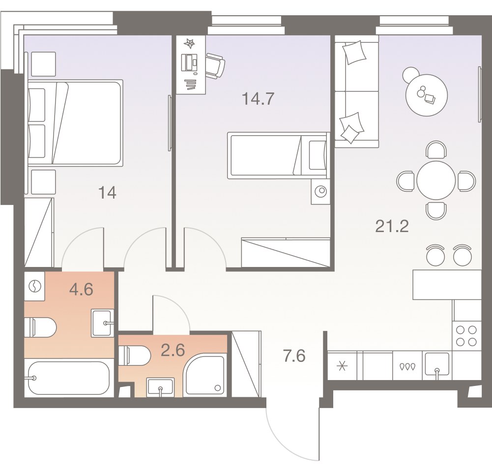 Планировка 65.1 м²