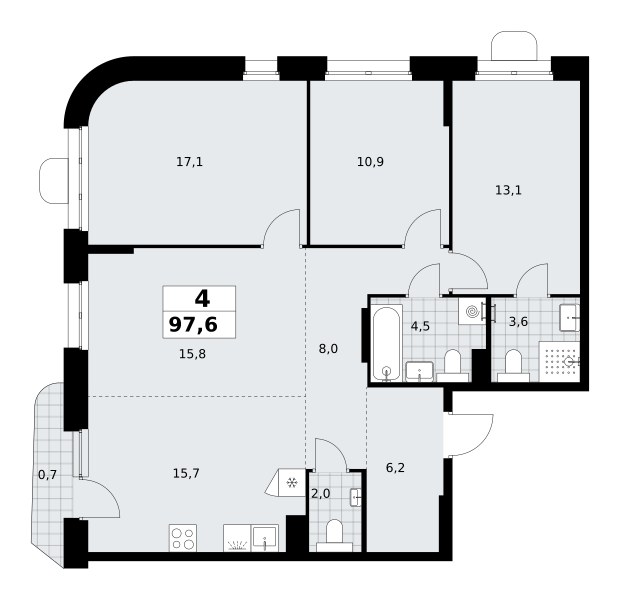Планировка 97.6 м²