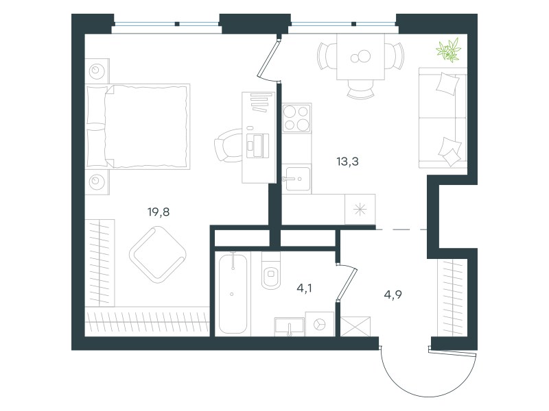 Планировка 42.1 м²