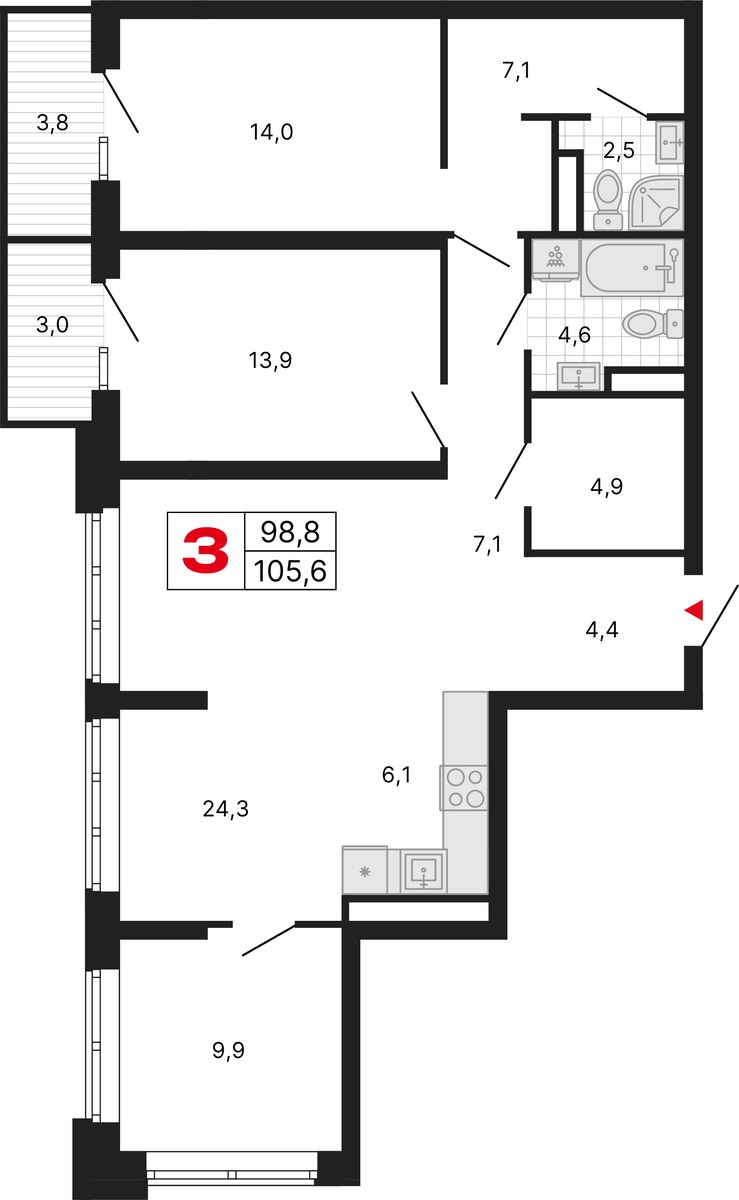 Планировка 105.6 м²