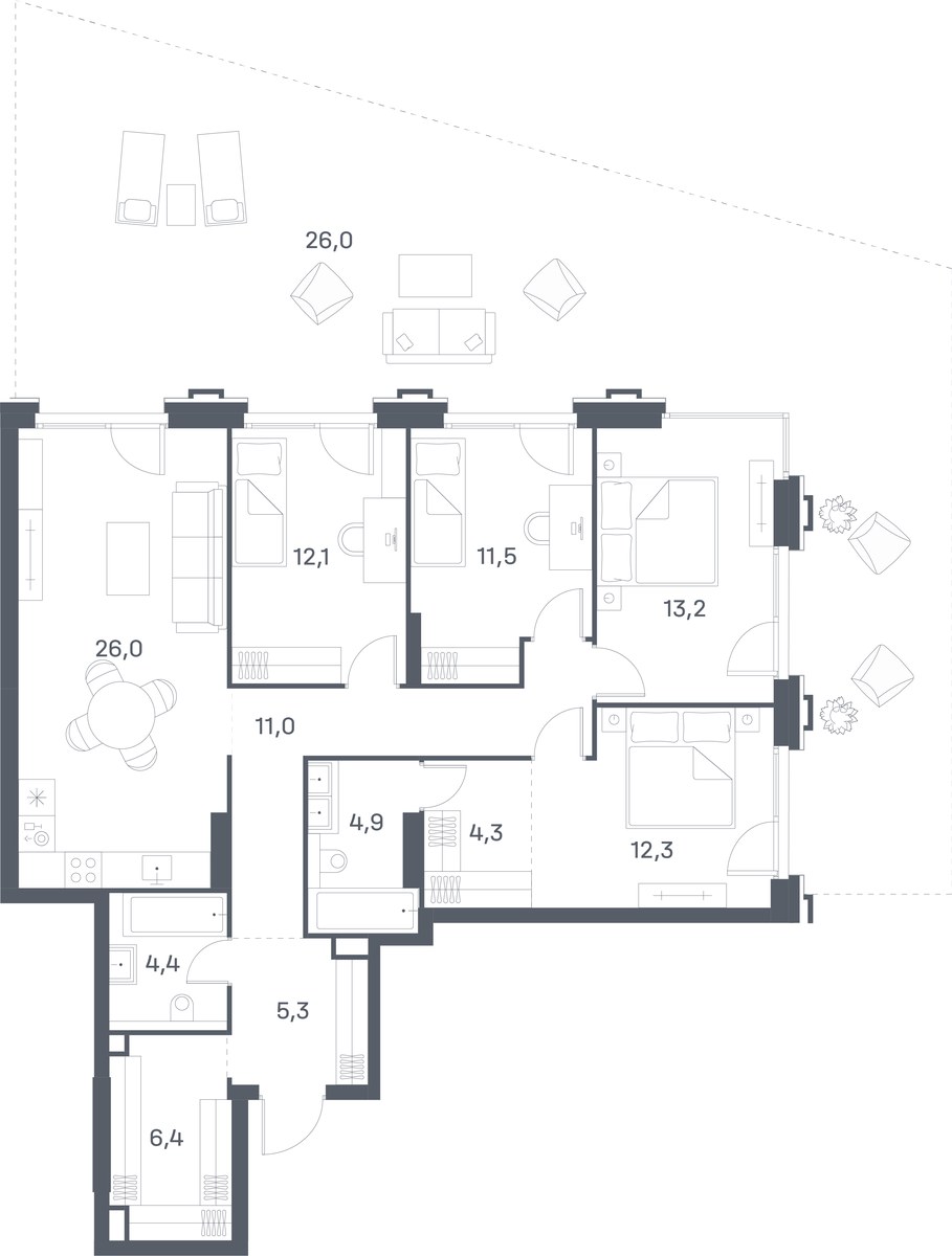 Планировка 137.4 м²