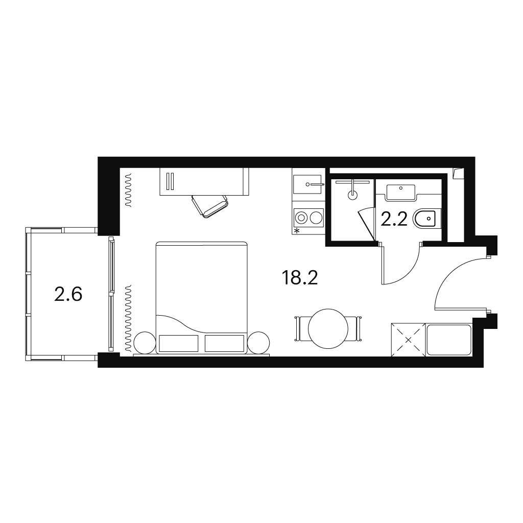 Планировка 23.0 м²