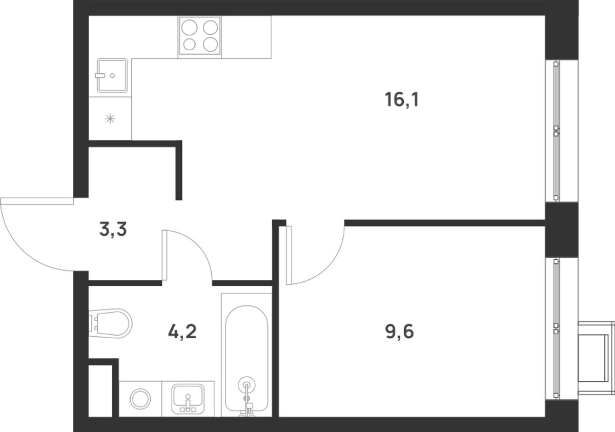 Планировка 33.2 м²