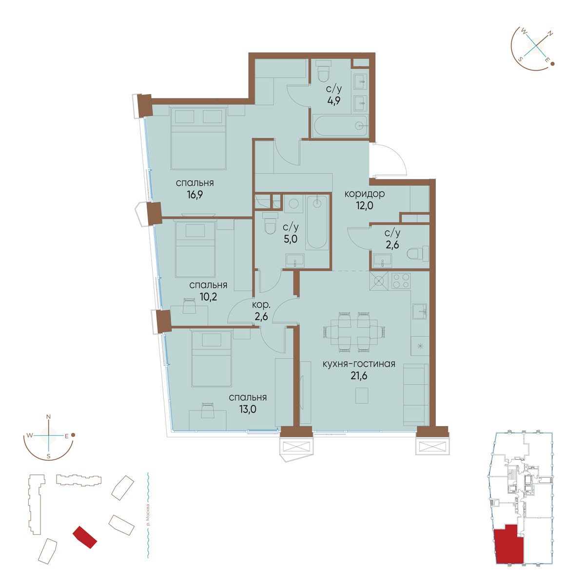 Планировка 88.8 м²