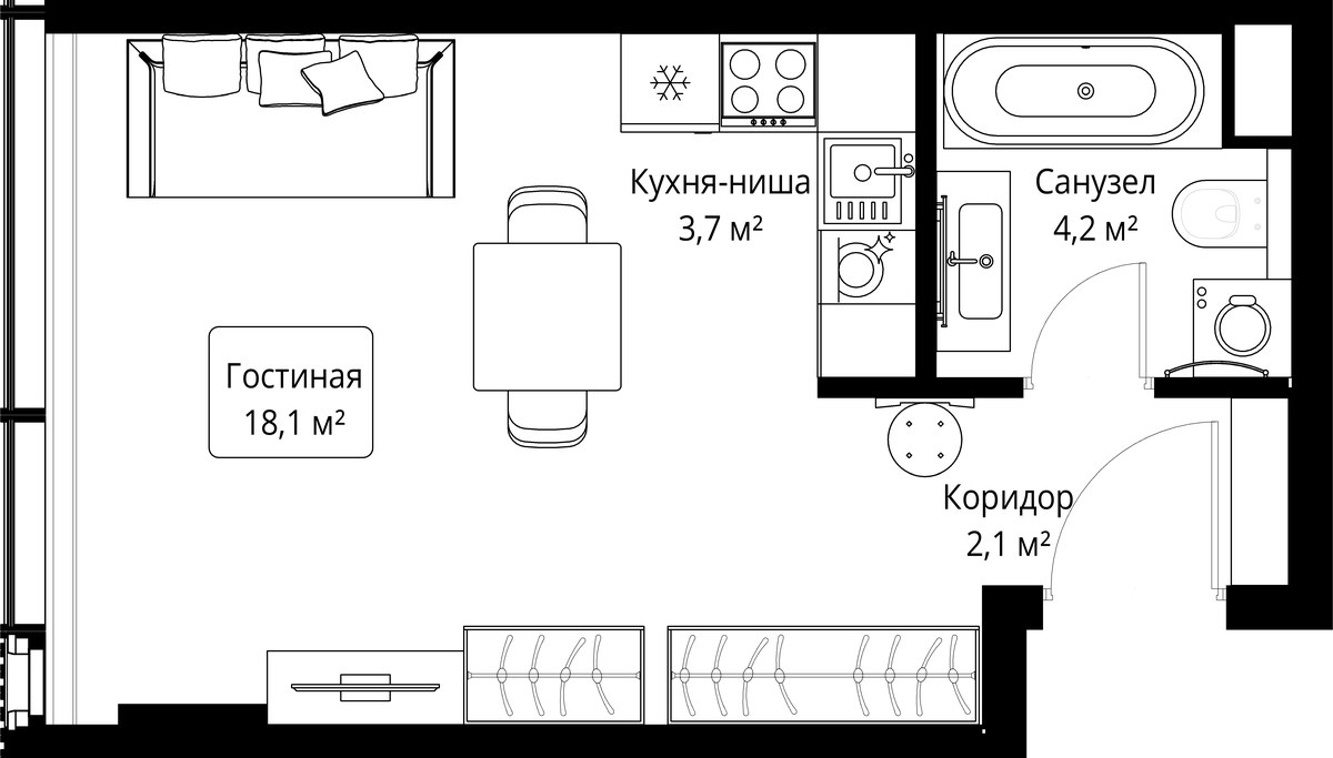 Планировка 28.1 м²