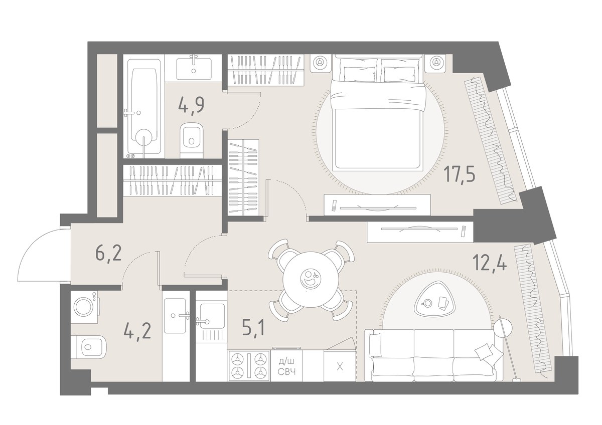 Планировка 50.3 м²