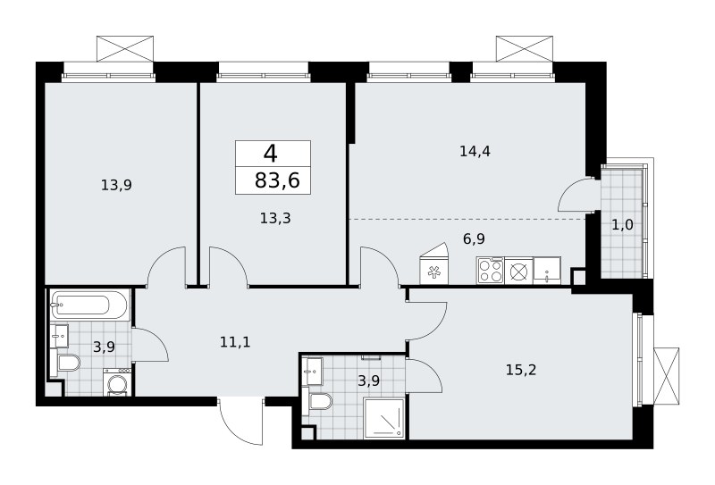 Планировка 83.6 м²