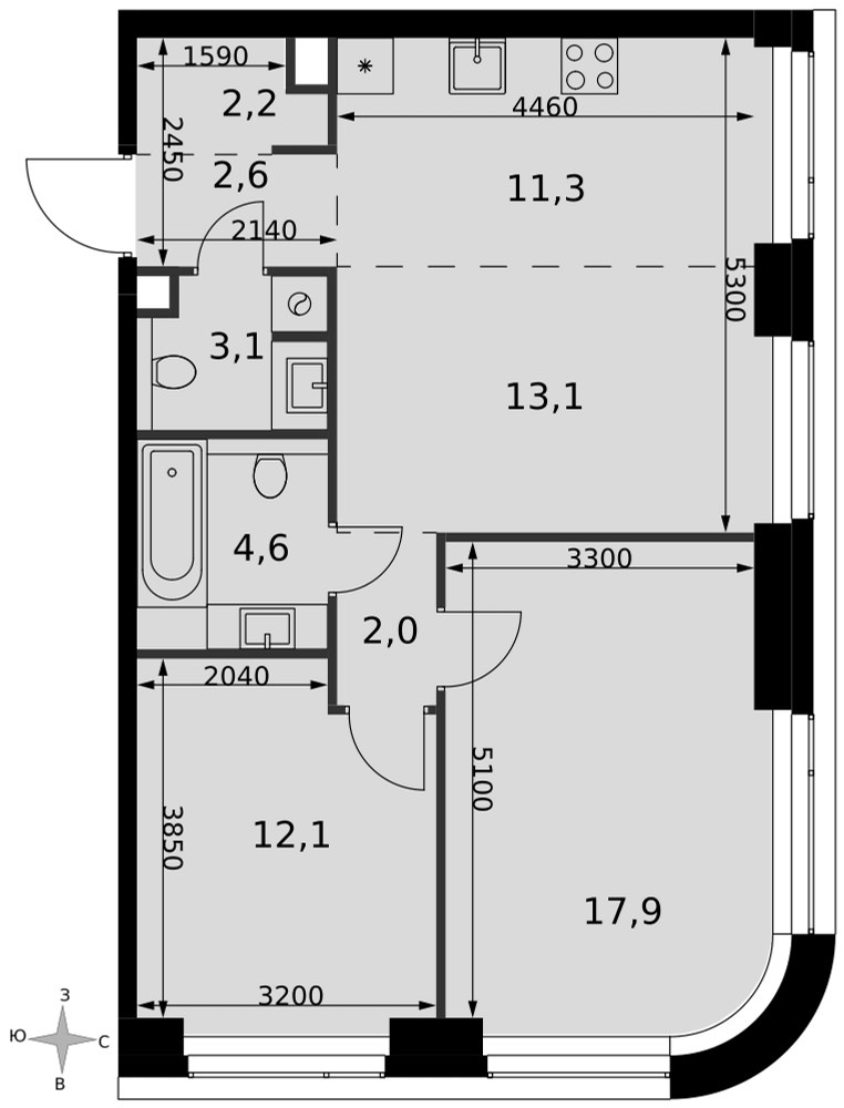 Планировка 68.9 м²
