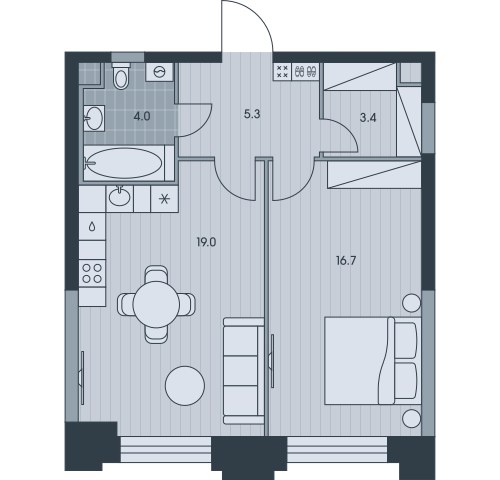 Планировка 48.6 м²