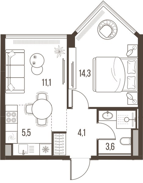 Планировка 38.6 м²
