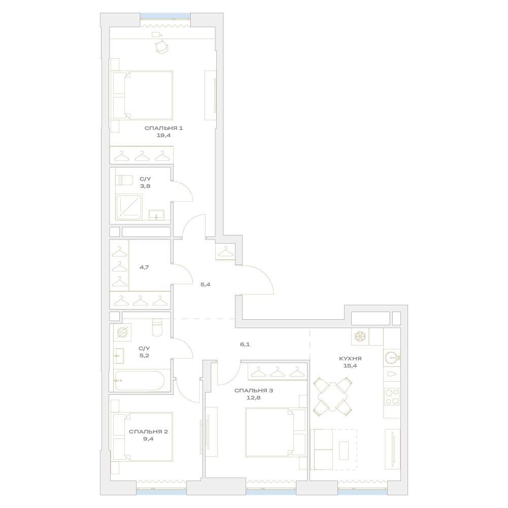 Планировка 83.5 м²