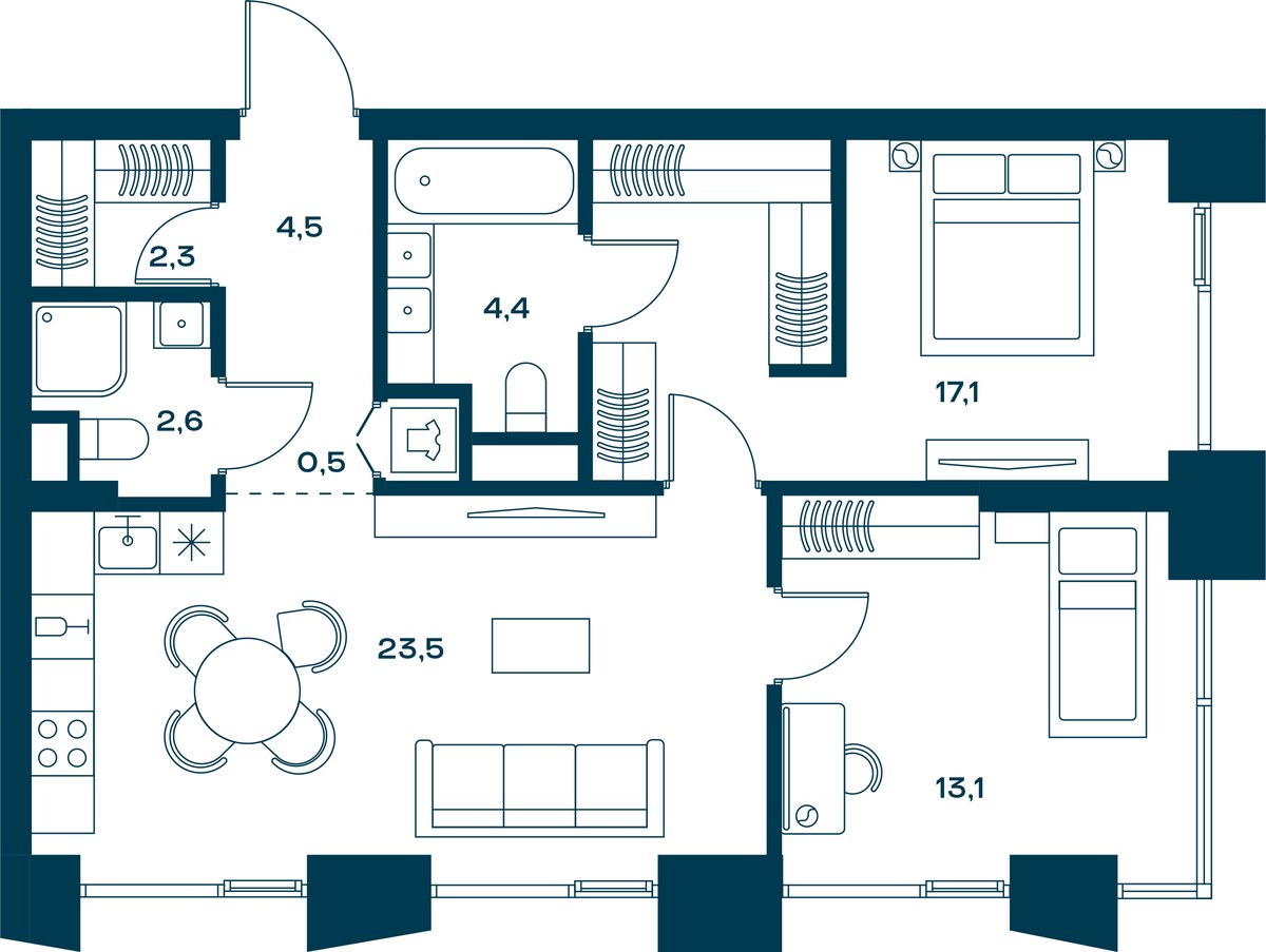 Планировка 70.1 м²