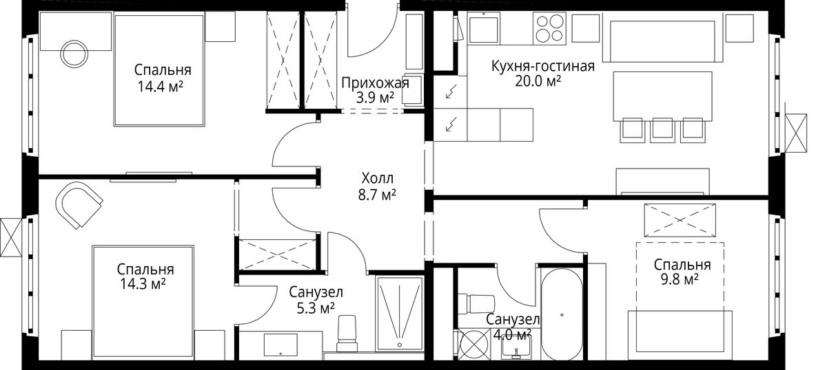 Планировка 80.4 м²