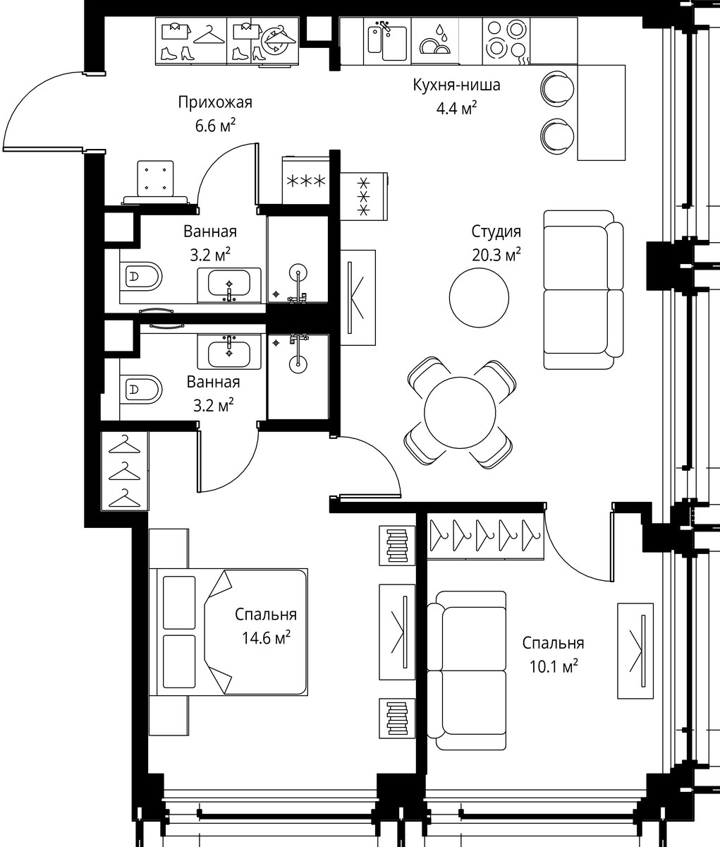 Планировка 62.4 м²