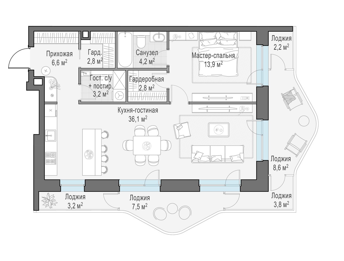 Планировка 82.5 м²