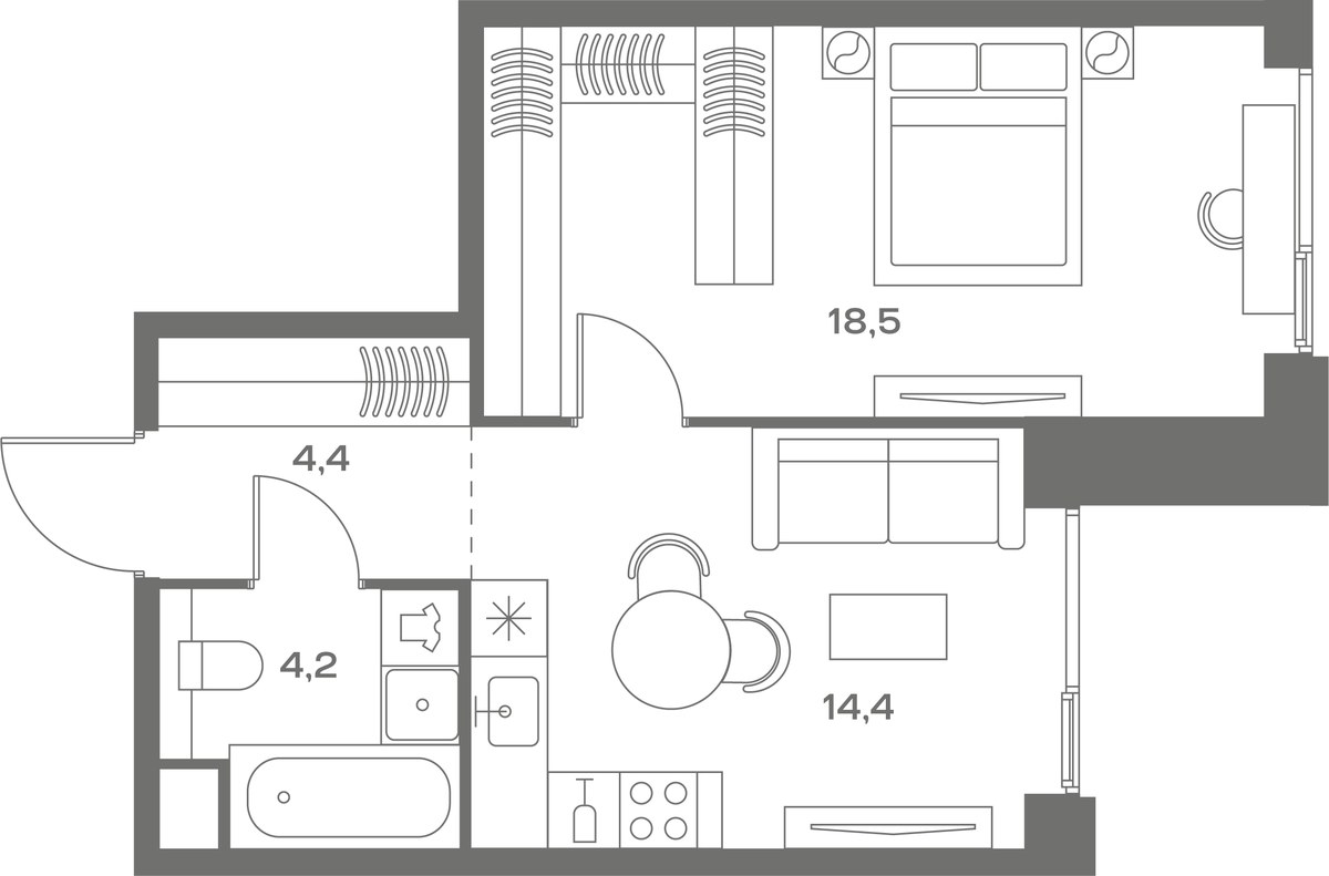 Планировка 41.5 м²