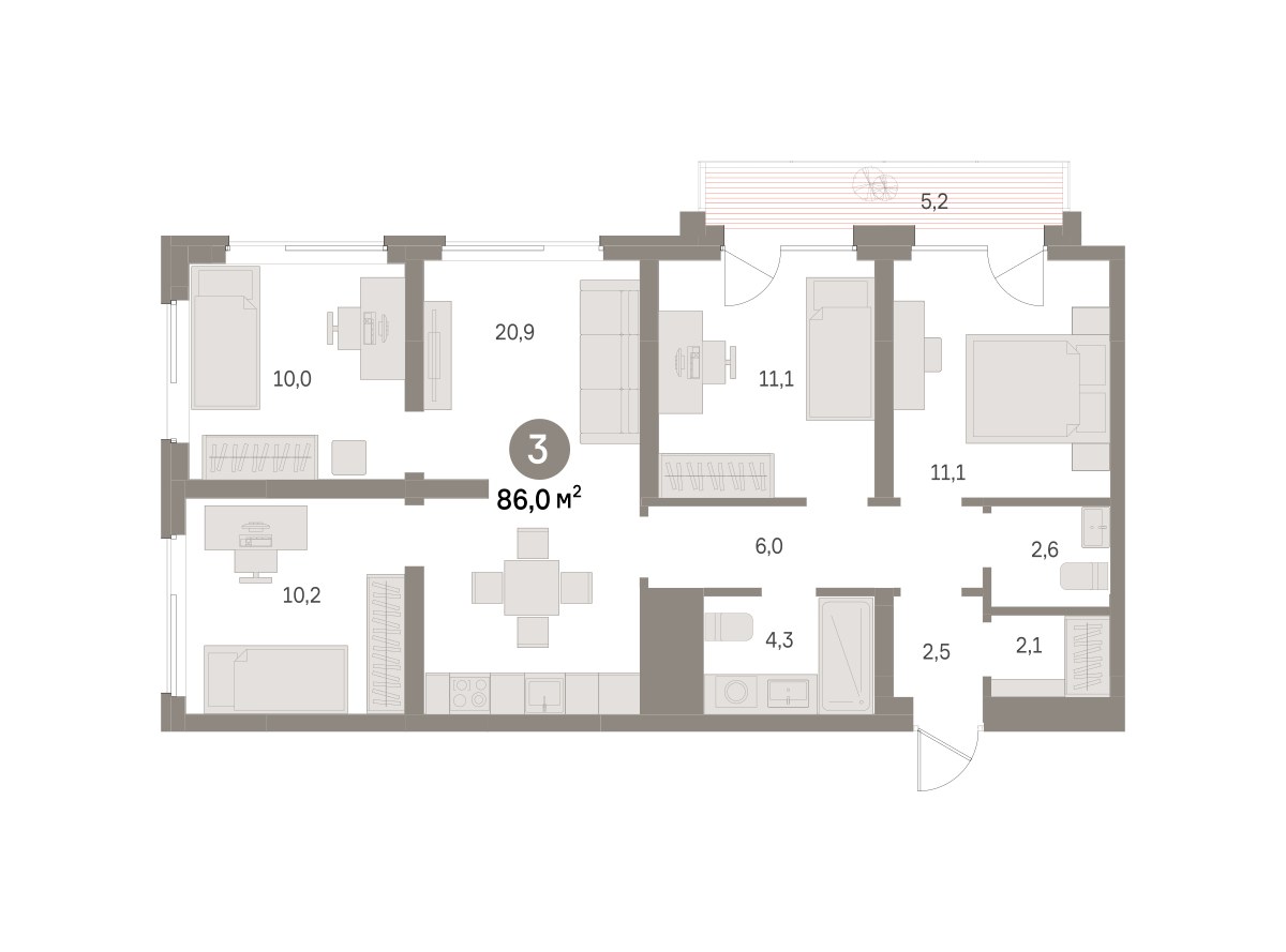 Планировка 86.0 м²