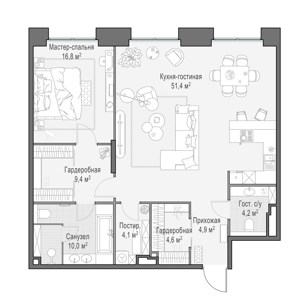 Планировка 104.7 м²