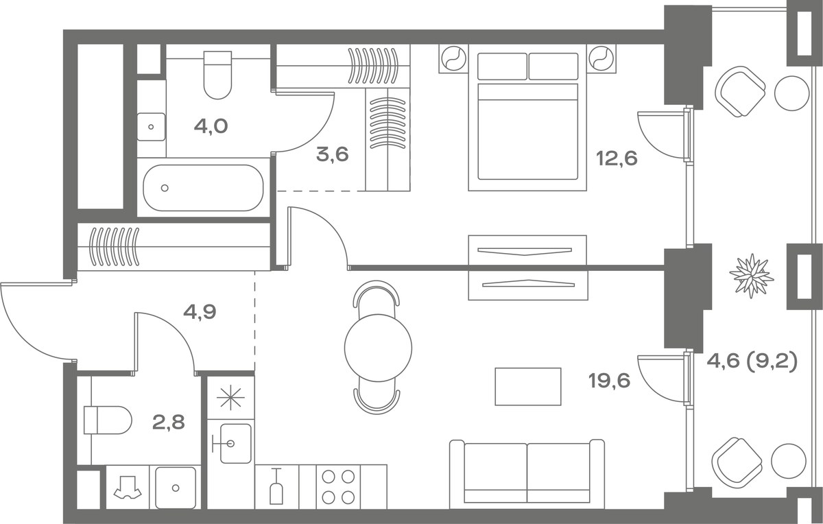 Планировка 52.1 м²