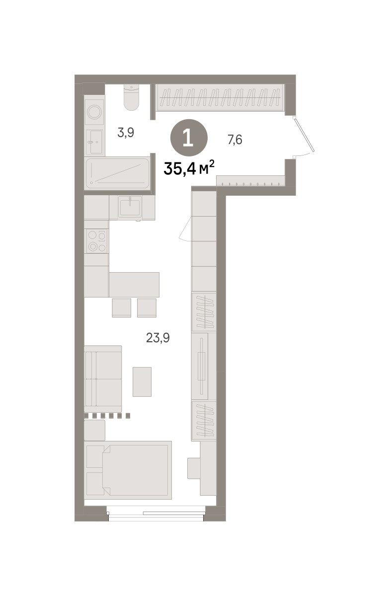 Планировка 35.4 м²