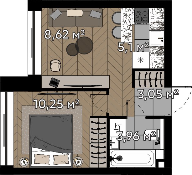 Планировка 30.98 м²