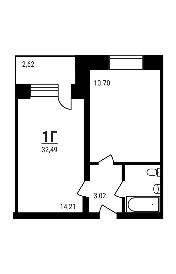 Планировка 32.49 м²