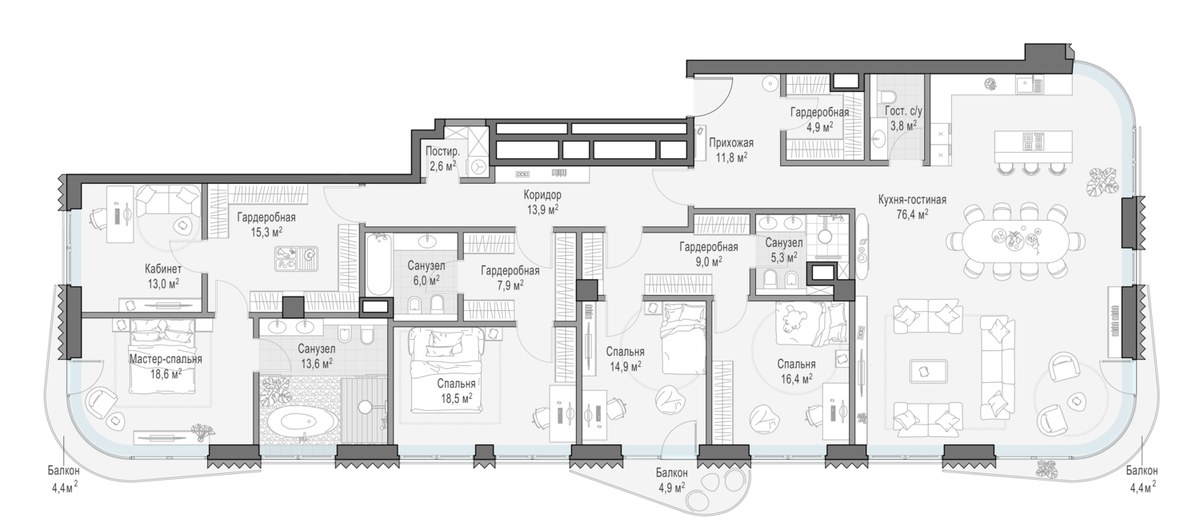 Планировка 252.8 м²